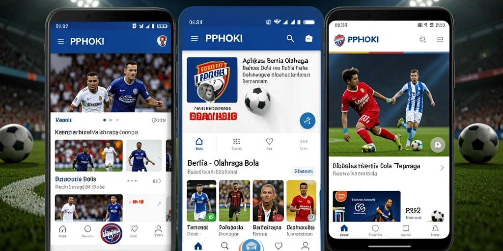 Screenshot antarmuka utama aplikasi PPHOKI dengan berita olahraga bola.