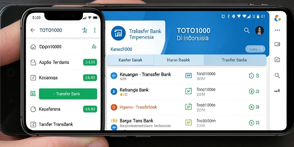 Tampilan antarmuka aplikasi Transfer Bank TOTO1000 yang user-friendly.