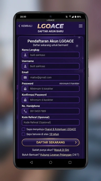 Panduan Registrasi Akun Baru di lgoace